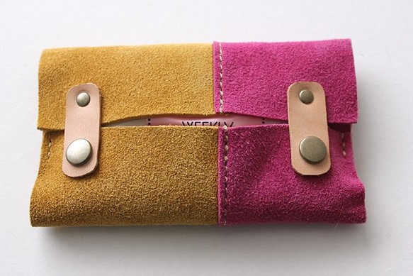 麂皮紙巾盒/黃色×粉紅 第1張的照片