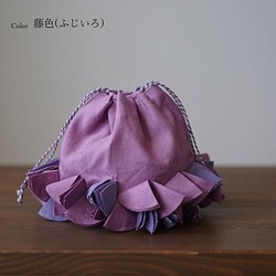 [Wafu] 亞麻抽繩錢包 Bayer spochette 手提包包內部 / 淡紫色 z011c-fji1 第1張的照片