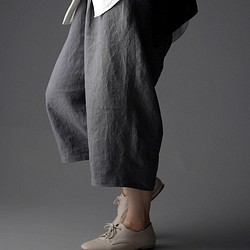 【wafu】Linen pants 男女兼用 クロップド丈 リネンパンツ 先染め/スチールグレー b018g-stg2 1枚目の画像