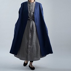 [Wafu premium]亞麻無色大衣/藍色nui h022j-bln2 第1張的照片