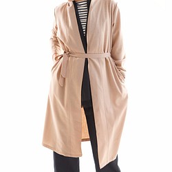 [Wafu] &lt;穿著價格有限&gt;羊毛外衣外套羊毛醇厚披肩長袍/粉紅色米色b14-13 第1張的照片