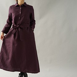 [Wafu +]溫暖的溫暖亞麻連衣裙水平顏色長襯衫裙/純a064c-pws3 第1張的照片