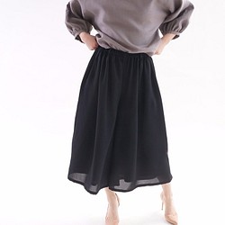[Wafu] Kurubushitake有絲綢般的喬其紗褲襯黑bo5-44 第1張的照片