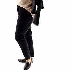 [Wafu]平絨Joppazu褲子的腰帶環口袋/黑色bo1-22 第1張的照片