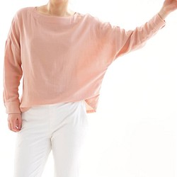 【Wafu】&lt;試用品&gt; 100％純棉W紗布上衣長袖圓領/海貝粉色a8-43 第1張的照片