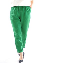 [Wafu]亞麻的褲子錐形腰橡膠皮帶環/峽灣綠色[L尺寸] b001c-fgn2 第1張的照片
