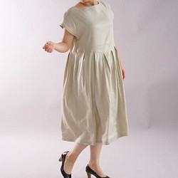 [Wafu]亞麻x人造絲x彈力連衣裙/絲質米色a013h-sbe2 第1張的照片