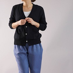 [Wafu]男女通用長袖外套/黑色n01-02（針織開衫女式男女通用棉100％棉） 第1張的照片