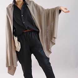 【wafu】カシミヤストール 大判 羽織り オーガニックコットン シルク/グレーベージュ z004b-gbe3 1枚目の画像