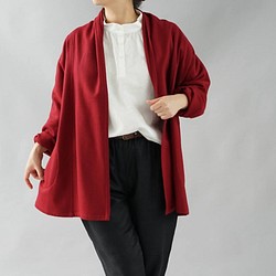 【Wafu】羊毛100％Haori禮帽開衫Dolman套頭披肩顏色/紅寶石紅b14  -  33 第1張的照片