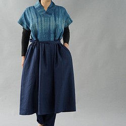 【和服】傳統製作方法純靛藍染中厚亞麻連衣裙和服領 Dolman 袖 Zen/indigo x navy a084d-inn2 第1張的照片