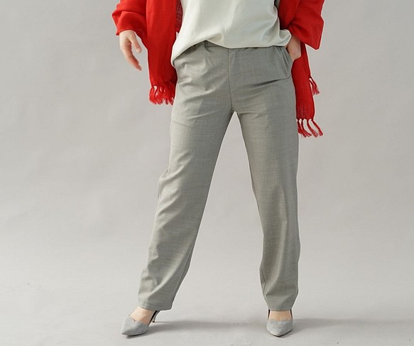 【試用品】Cool Max Susara褲子適合春夏季褲子皺紋少/灰色b009b-gry1 第1張的照片