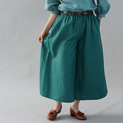 [Wafu]中厚的亞麻布褲子闊疤痕裙褲闊腿褲/帝國綠色B002A-EGN2 第1張的照片