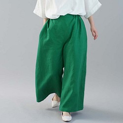 [Wafu]中厚亞麻褲寬褲背橡膠/峽灣綠色[ML] b010a-fgn2 第1張的照片