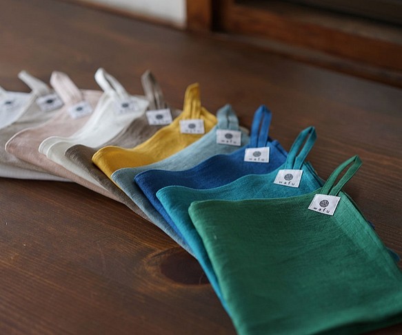 [Wafu] 帶亞麻環毛巾桌巾 適用於多用途亞麻布咖啡廳/z002h 第1張的照片