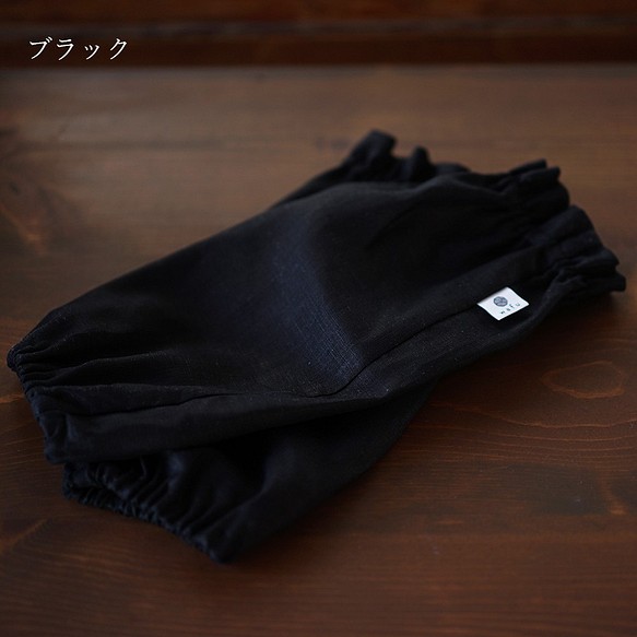 中厚亞麻臂罩長園藝天然材料黑色/z002k-bck2 第1張的照片