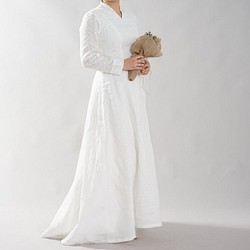 [Wafu] 100％亞麻婚禮禮服亞麻禮服婚禮新娘/白色a092a-wht2 第1張的照片