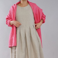 [Wafu]中厚亞麻Haori Topper開衫開衫披肩彩色雨披/巴黎粉紅色H014A-PPK2 第1張的照片