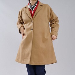 [僅限於1] [易於蓬鬆]亞麻x羊毛厚切斯特大衣/米色h023f-bej3 第1張的照片