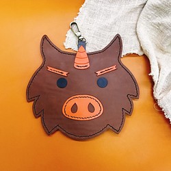 手工縫製 妖怪系列 義大利植鞣牛皮革 獨角豬悠遊卡片夾 第1張的照片