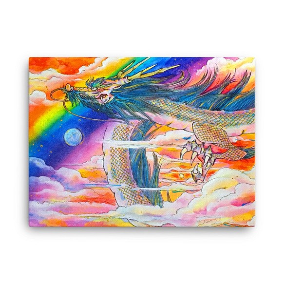 虹の龍神 キャンバスパネル (F6号) - 絵画