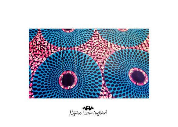 アフリカ布　アフリカンプリント　180cm 2ヤード　カラフル生地　サークル生地　ピンク色　水色 1枚目の画像