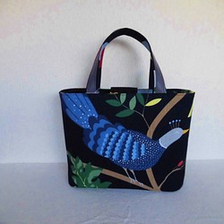 鳥のデザイン・バードランド・トートバッグ・北欧デザインが好き・綿生地・送料無料 1枚目の画像
