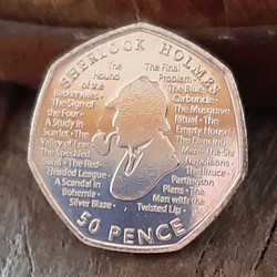 イギリス 英国 50ペンスコイン エリザベス女王 8g 27mm シャーロックホームズ Sherlock Holmes 1枚目の画像