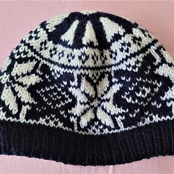 【即納】冬のソフトメリノウール１００％フェアアイル手編み帽子厚手ニット 1枚目の画像