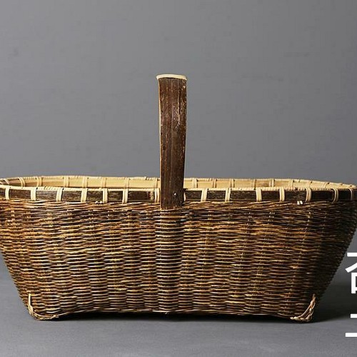 職人手作り 収納ケース 自然竹の編み上げ 茶道具収納 かごバッグ 杏子 