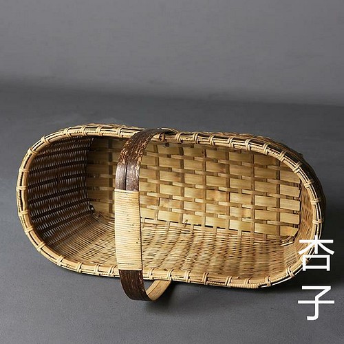 職人手作り 収納ケース 自然竹の編み上げ 茶道具収納 かごバッグ 杏子 