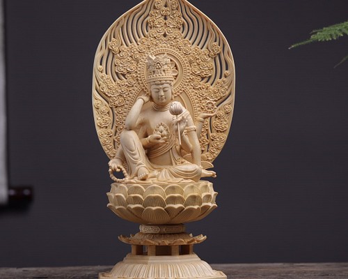 仏像 如意輪観音 観音像 観音菩薩 高級木彫り 彫刻 杏子の手作り