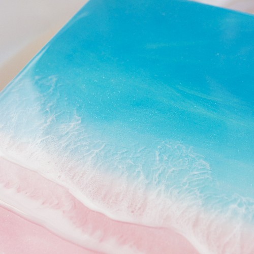 ピンクサンドビーチ 海のアートパネル F4 レジンアート 砂なし 横 