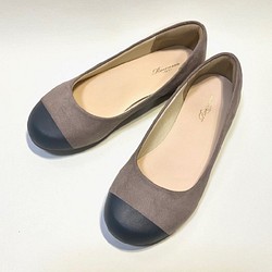寬鬆的3E♪ Petanko 雙色淺口鞋（橡木×黑色） 腳趾顏色可變♪★22.5cm〜25.0cm★ 第1張的照片