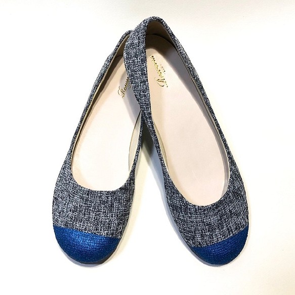 寬鬆鞋 ♪ Petanko 雙色高跟鞋（混合灰色 x 藍銀）23.0cm ~ 25.0cm 第1張的照片