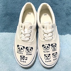 手繪♪可愛的7隻熊貓甲板鞋（22.0cm-29.0cm） 第1張的照片