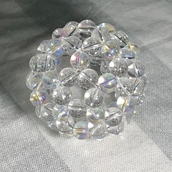 神聖幾何学フラーレン 10mm玉 天然水晶×オーロラクリスタル-
