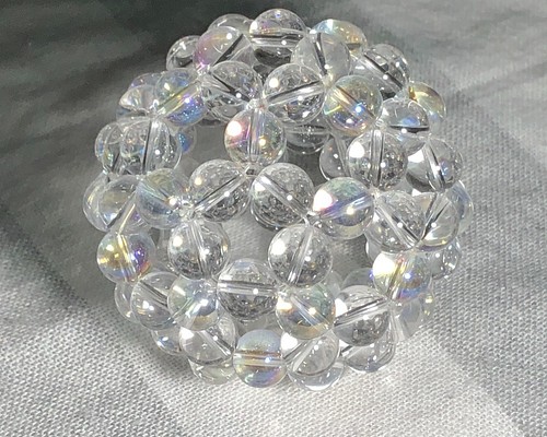 神聖幾何学フラーレン 10mm玉 天然水晶×オーロラクリスタル 立体