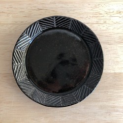 リム平皿(ヘリンボーン・黒） 1枚目の画像