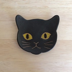 ネコ小皿（黒） 1枚目の画像