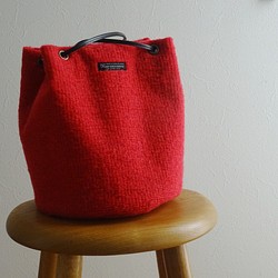 Creema限定★新作★３Wayで使えるイタリア製モヘアの巾着バッグ【ローズピンク】 1枚目の画像