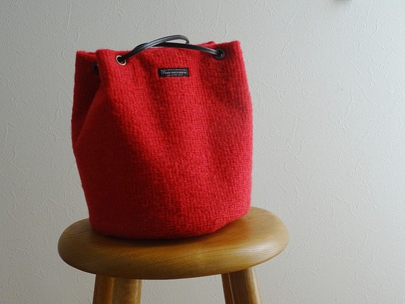 Creema限定★新作★３Wayで使えるイタリア製モヘアの巾着バッグ【ローズピンク】 1枚目の画像