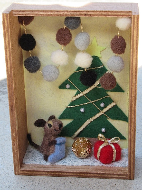 羊毛　デグー　BOX　クリスマス 1枚目の画像