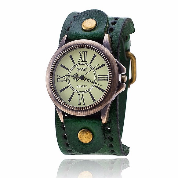 ユニセックスタイプの時計付ブレスレットで、年齢・男女問わず人気です。緑 1枚目の画像