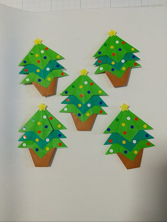クリスマスツリー飾り 折り紙 メッセージカード付10セットクリスマスツリー飾り 折り紙 メッセージカード付10セット