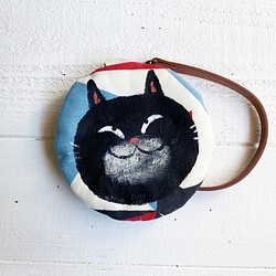 黒猫まん丸カードケース（アート柄） 1枚目の画像