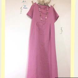 超ロング丈 フェアリーピンクふわふわ大人のWガーゼ♪(半袖❣️) 1枚目の画像