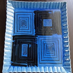 藍色的釉面句子方形板2 第1張的照片