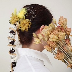 ★残りわずか★【ゴールド】 ❤︎ヘアアクセサリー エクステ 髪飾り フルールヘア 花  結婚式 入学式　春 1枚目の画像