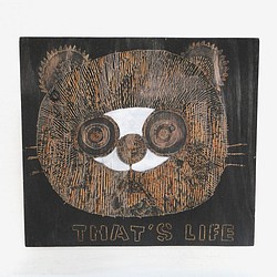クマのウッドバーニングアート 原画 絵画 動物画 木雑貨 木工 アナログイラスト 1枚目の画像